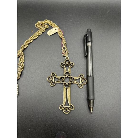 Sarah Coventry Limited Edition 1973 Vintage Cross Large Chain Large Pendant - Picture 2 of 2